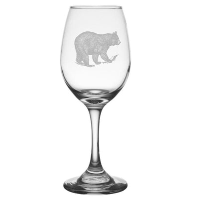 Napa Valley Bear 11 oz. Etched Wine Glass Sets