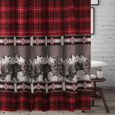 Vintage Red Bear Shower Curtain