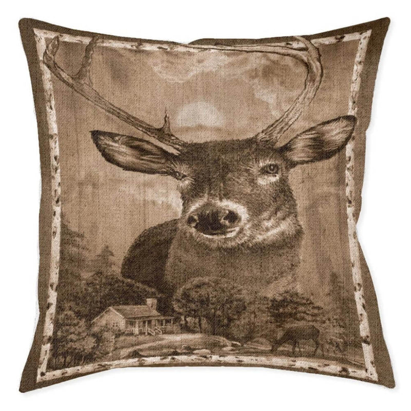 Vintage Deer Woven Decorative Pillow