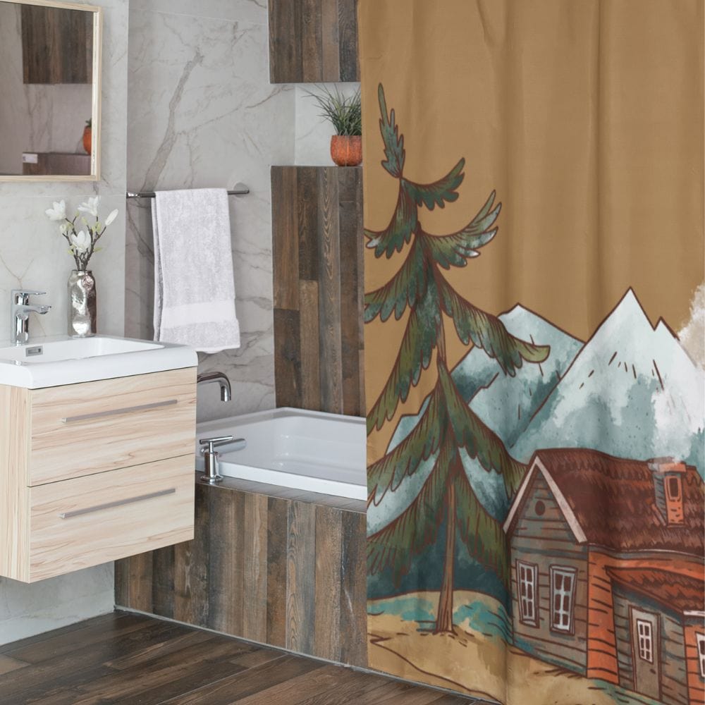 Watercolor Cabin Shower Curtain Cabin Place