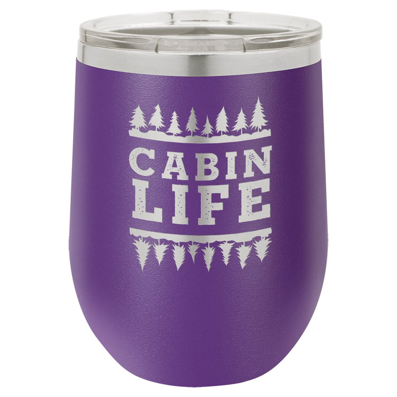 Cabin Life 12 oz Wine Tumbler - Powder Coated