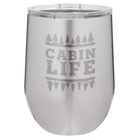 Cabin Life 12 oz Wine Tumbler - Stainless