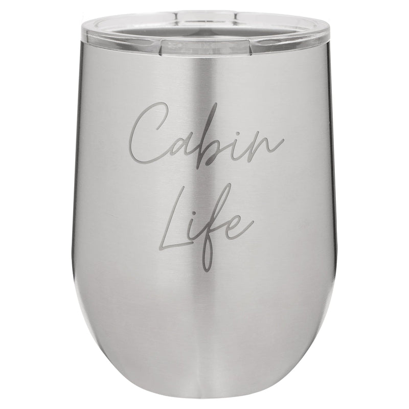 Cabin Life Two 12 oz Wine Tumbler - Stainless