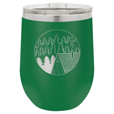 Cabin Scene 12 oz Wine Tumbler - Powder Coated