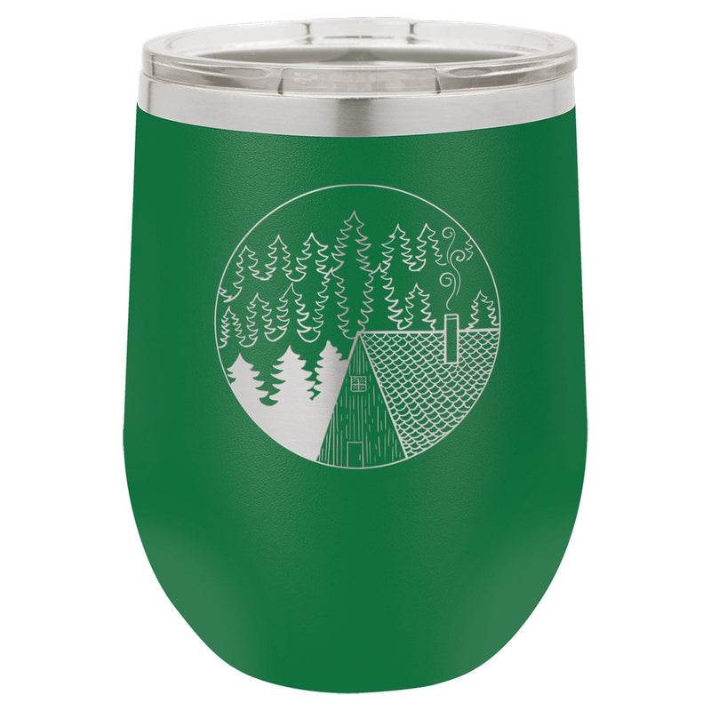 Cabin Scene 12 oz Wine Tumbler - Powder Coated