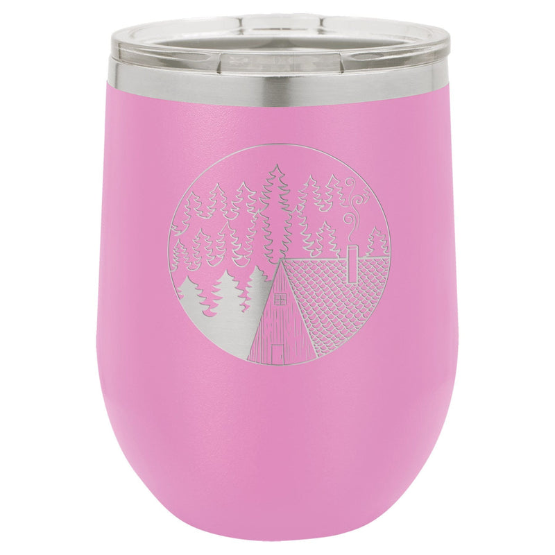 Cabin Scene 12 oz Wine Tumbler - Powder Coated