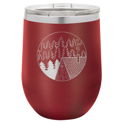 Cabin Scene 12 oz Wine Tumbler - Powder Coated