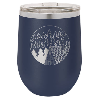 Cabin Scene 12 oz Wine Tumbler - Powder Coated