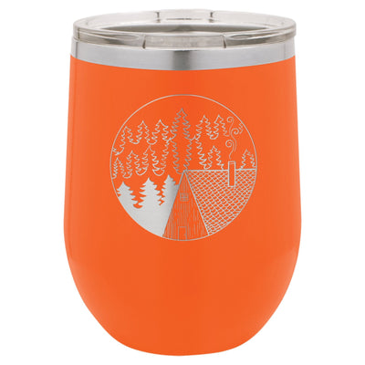 Cabin Scene 12 oz Wine Tumbler - Powder Coated