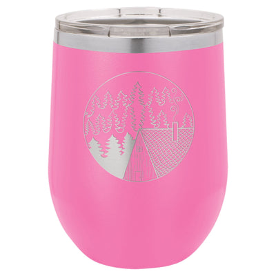 Cabin Scene 12 oz Wine Tumbler - Powder Coated