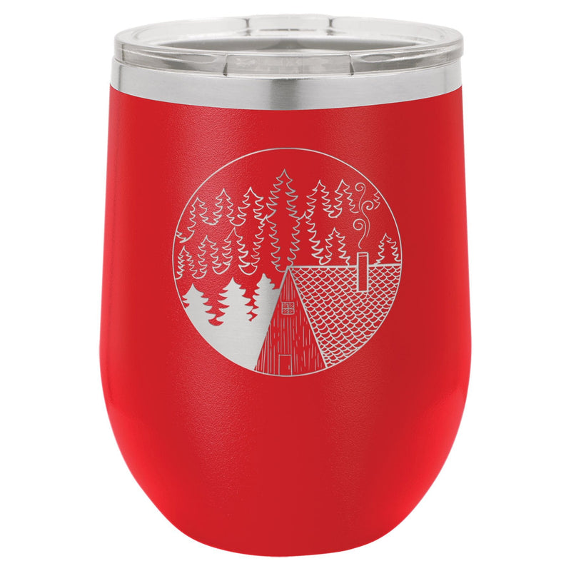 Cabin Scene 12 oz Wine Tumbler - Powder Coated