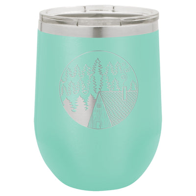 Cabin Scene 12 oz Wine Tumbler - Powder Coated