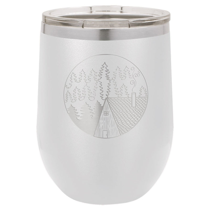 Cabin Scene 12 oz Wine Tumbler - Powder Coated