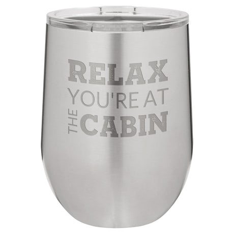 At The Cabin 12 oz Wine Tumbler - Stainless