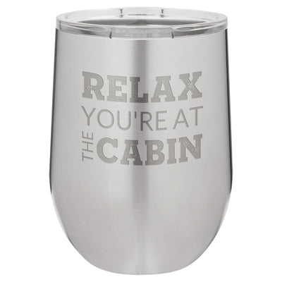 At The Cabin 12 oz Wine Tumbler - Stainless