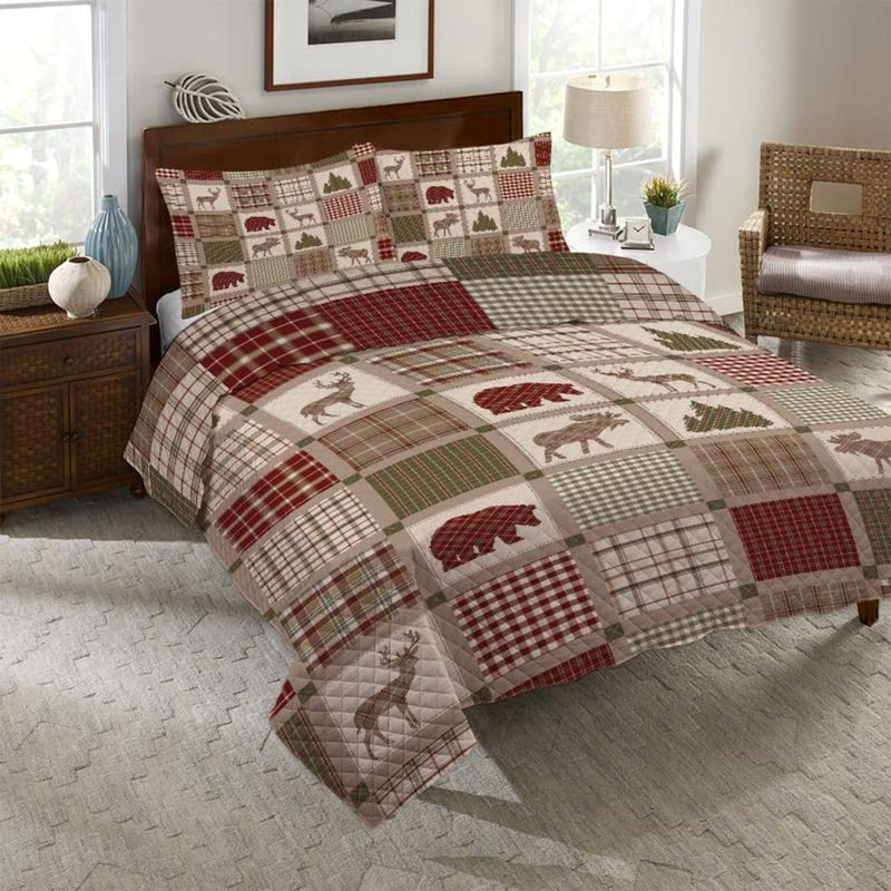 Wood Lodge Patch Reversible Quilt Set