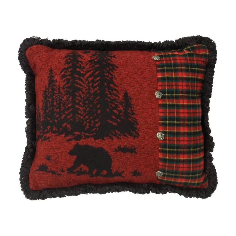 Wooded River Bear Plaid Pillow