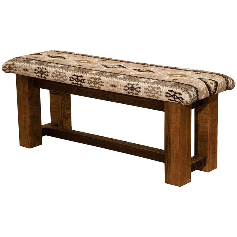 Barnwood Bench with Upholstered Seat