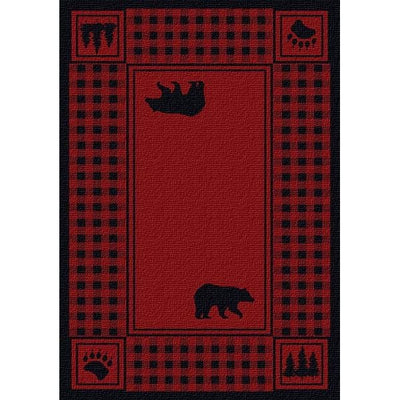 Bear Plaid Red Area Rug