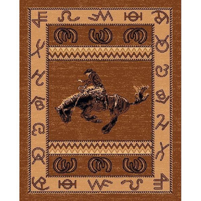 Bucking Bronco Rider Western Area Rug