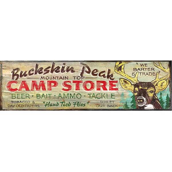 Buckskin Peak Camp Store Customizable Vintage Sign