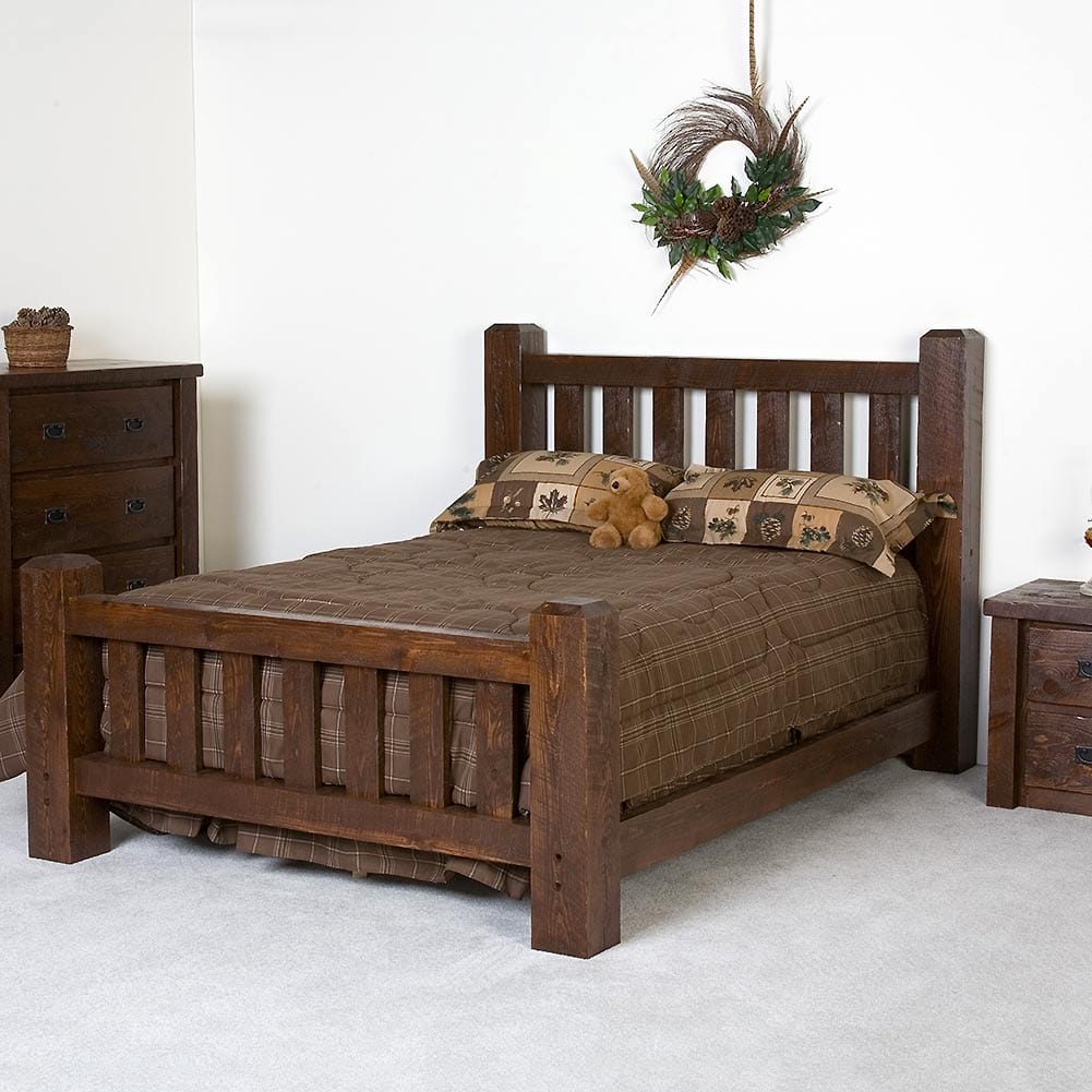 Caldwell Brook Old-Style Barnwood Bed | Cabin Place – The Cabin Place