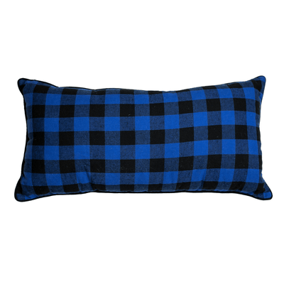 Campfire Bear Blue Checker Pillow