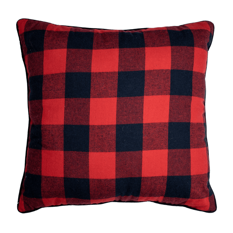 Campfire Bear Red Checker Pillow