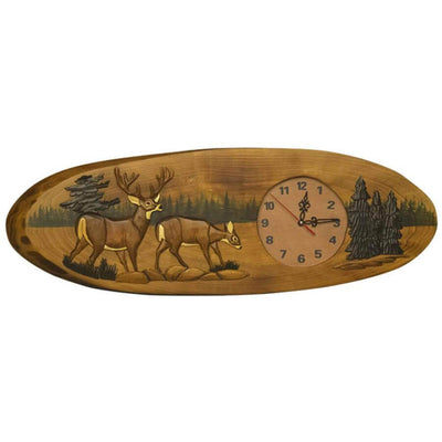 Deer Meadow Hand Carved Clock