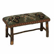 Evergreen Pinecones Hooked Wool Hickory Bench