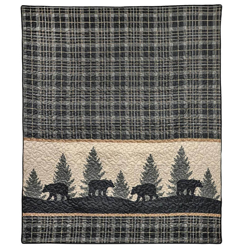 Forest Trail Bear Quilted Throw