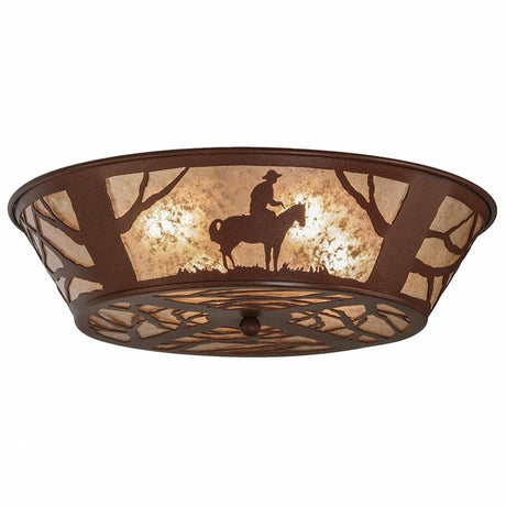 Frontier Cowboy Flush Mount Ceiling Fixture - Silver