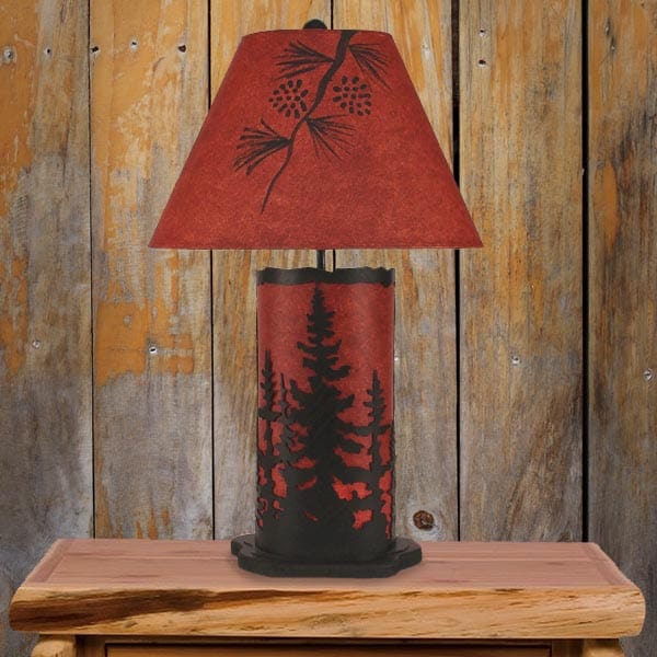 Frontier Woodland Scene Table Lamp