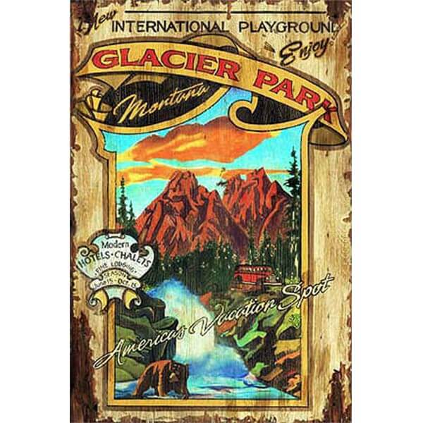 Glacier Park Customizable Vintage Sign