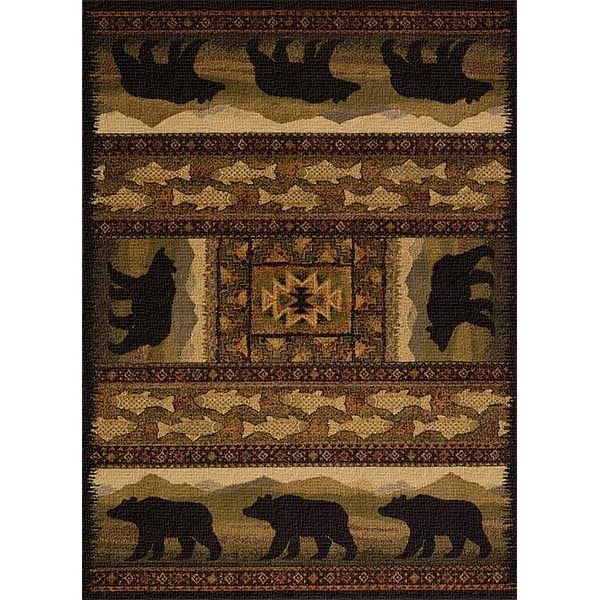 Grass Creek Mountain Bears Rustic Area Rug