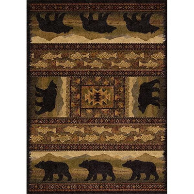 Grass Creek Mountain Bears Rustic Area Rug