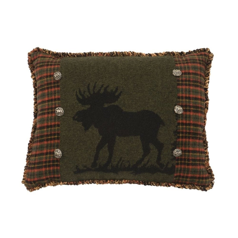 Green Moose Button Pillow