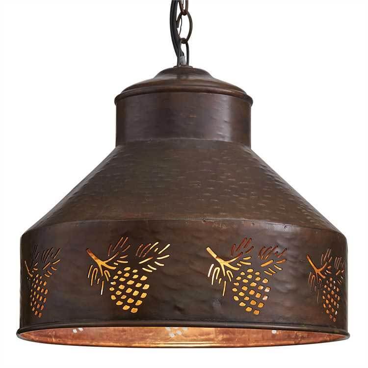 Hammered Copper Pinecone Pendant Light