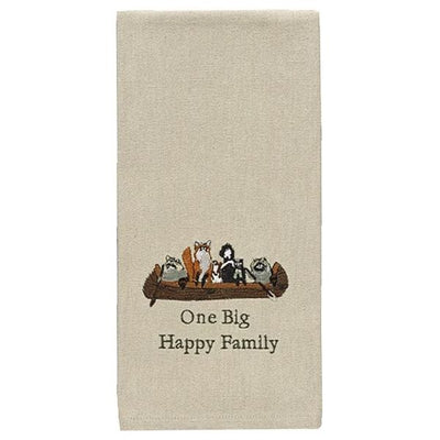 Happy Family Embroidered Dishtowel