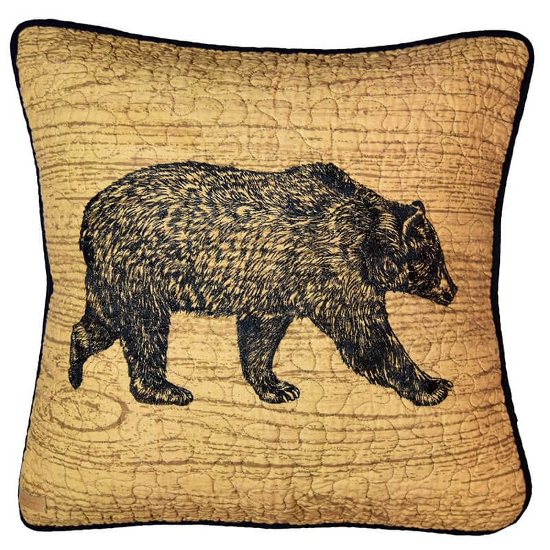Lodge Plank Bear Pillow