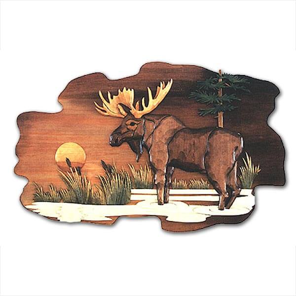 Moose At Sunset Wood Wall Art