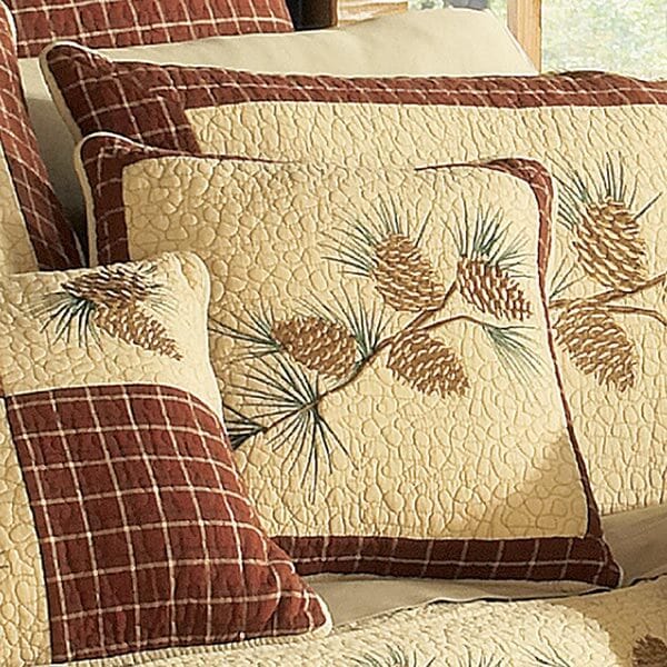 Pinecone Bough Quilted Pillow