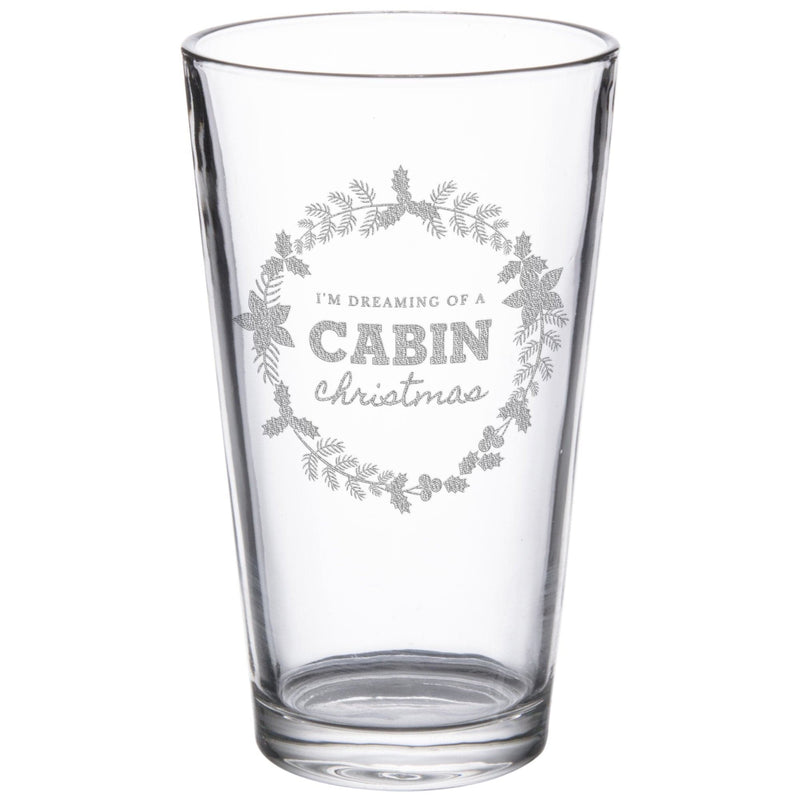 Cabin Christmas 16 oz. Etched Beverage Glass Sets