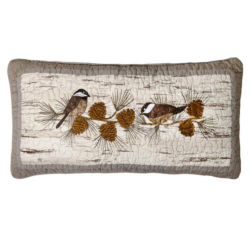 Quilted Pinecone Chickadee Pillow