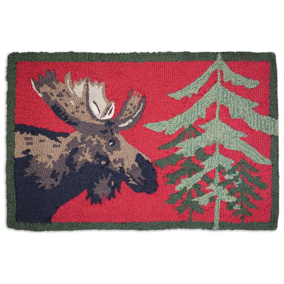 Red Moose Hooked Wool Accent Rug