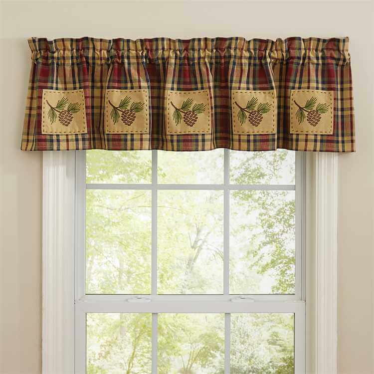 Redwood Pinecone Patch Lined Valance