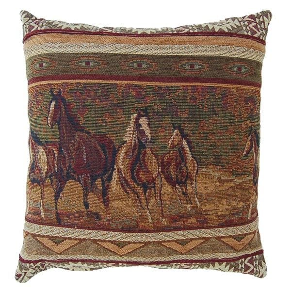 Running Horses Western Pillow