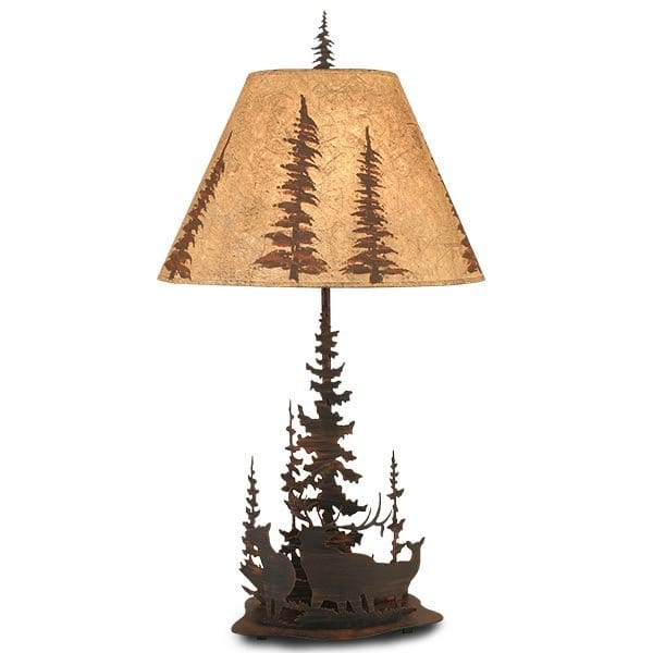 Tall Timbers Elk Metal Art Table Lamp