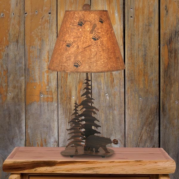 ビンテージ　美品　クマの照明装飾品 WELCOME TO OUR CABINS Timbers Bear Metal Art Table Lamp | Cabin Place – The Cabin Place