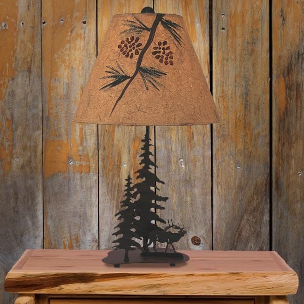 Timbers Elk Metal Art Table Lamp